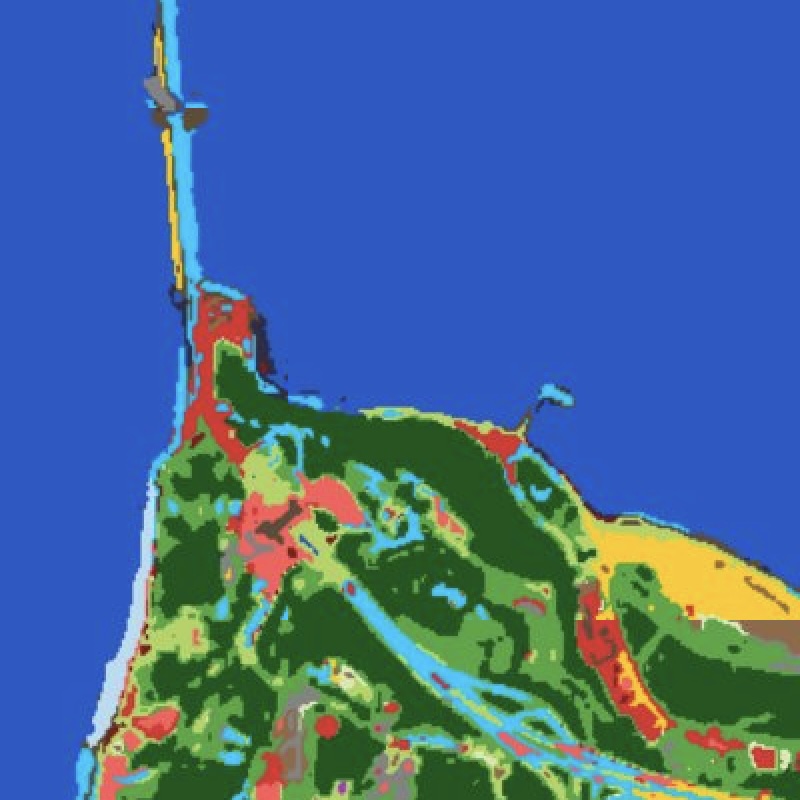 Corridor land-cover read — Built, road, vegetation & bare classes along the right-of-way
