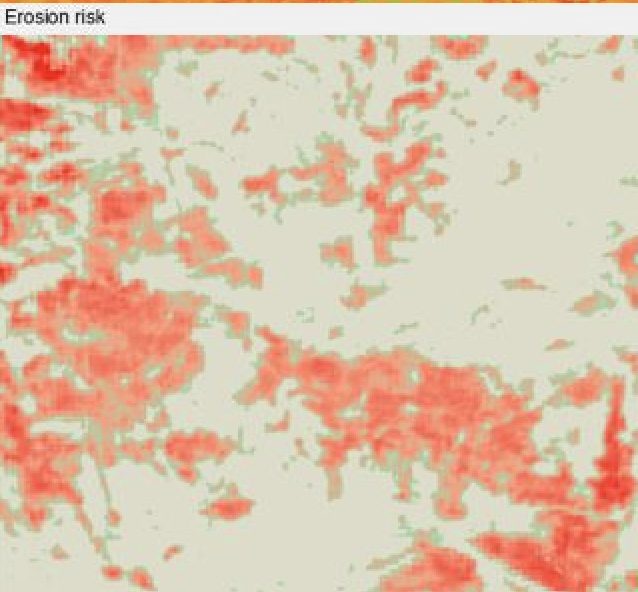Erosion risk — Post-fire "baked" terrain index