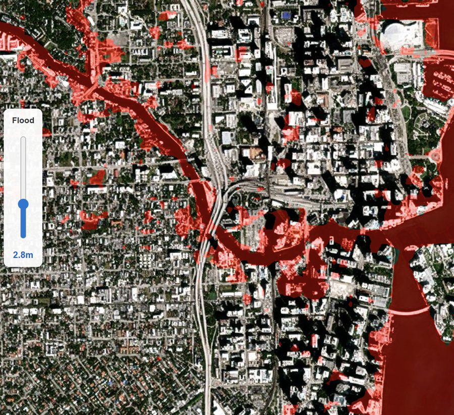 Miami, USA — Flooding at 2.8m above sea level