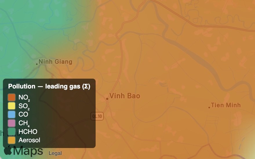 Leading pollutant composite (Σ) — Sentinel-5P · daily worldwide