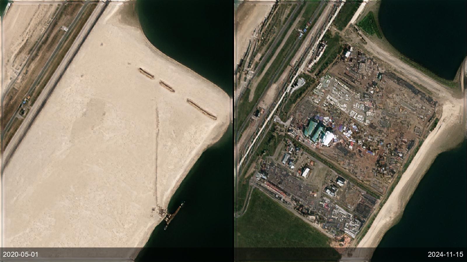 Port activity, dredging and shipping-route monitoring